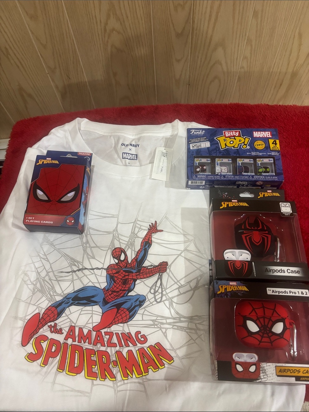Spider man playing cards bittypop 2 AirPods cases n a xl shirt